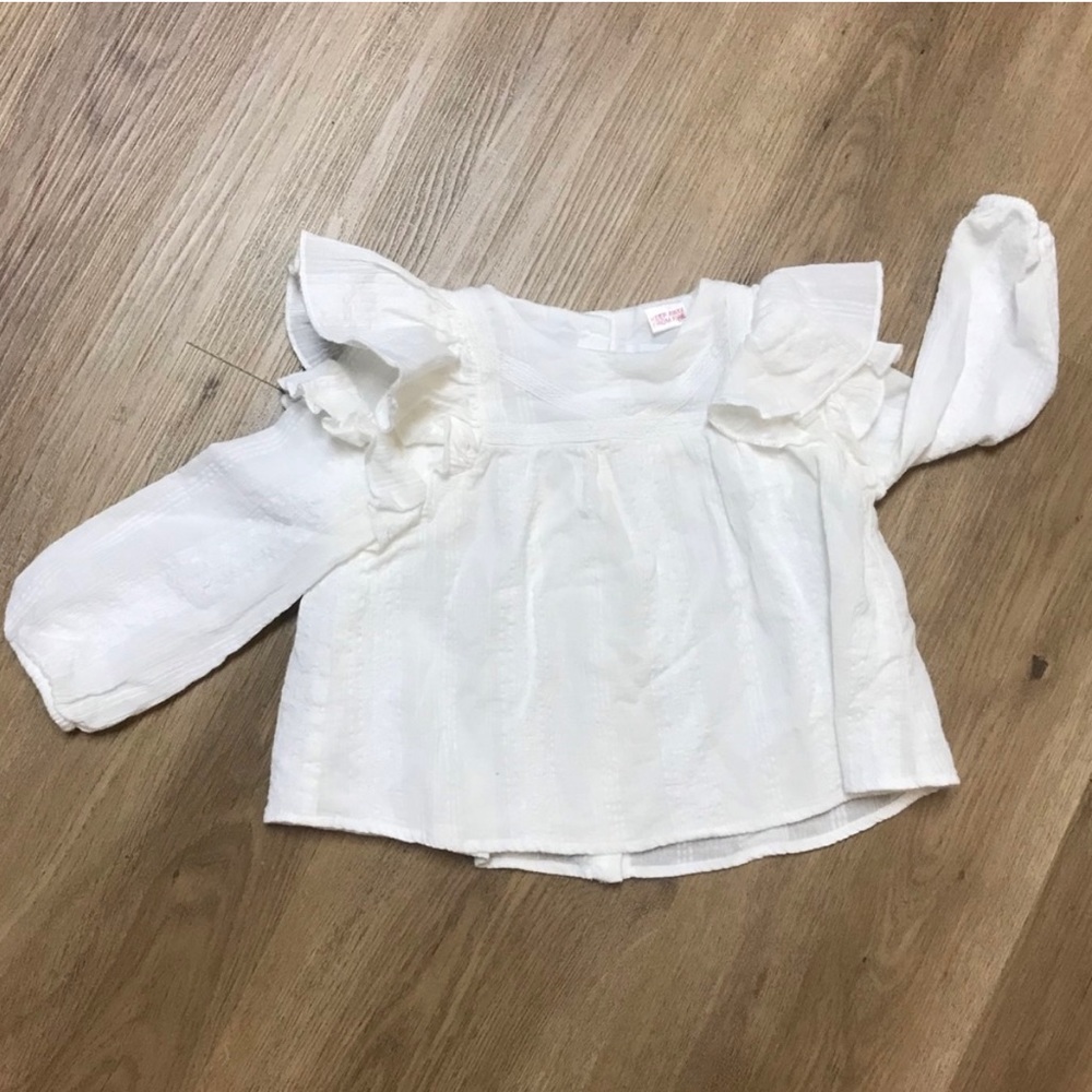 Zara Baby Girl White Long Sleeve Top Size 9-12M EUC